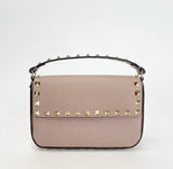 VALENTINO ROCKSTUD POUDRE PEBBLED LEATHER TOP HANDLE MINI CROSSBODY
