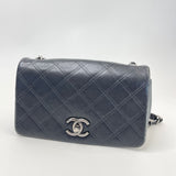 CHANEL QUILTED BLK CALFSKN LEA & RUTHENIUM HW MINI SEASONAL FLAP CROSSBODY