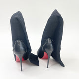 CHRISTIAN LOUBOUTIN SOURCIETTE OTK KNITTED BLK STUDDED BOOTS sz 36