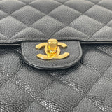 CHANEL VINTAGE SINGLE FLAP JUMBO IN BLK CAVIAR LEA & GHW