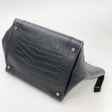 CELINE MEDIUM PHANTOM LUGGAGE IN BLK STAMPED CROC CALFSKIN TOTE