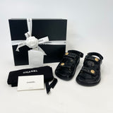 CHANEL SANDAL IN SHINY BLK LEA & GHW SZ 37
