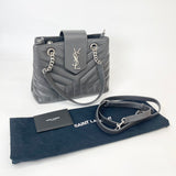SAINT LAURENT LOULOU SHOPPER TWO WAY GREY LEA & SHW TOTE