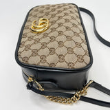GUCCI MARMONT SUPREME CANVAS & BLK LEA CAMERA CROSSBODY