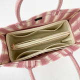 CHRISTIAN DIOR PINK & CRM STRIPED LARGE BOOK TOTE
