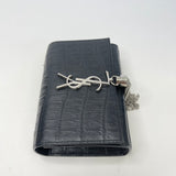 SAINT LAURENT YSL BLK CROC EMBOSSED LEATHER KATE TASSEL CHAIN CROSSBODY