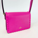 VALENTINO ROCKSTUD23 HOT PINK SMALL LEATHER CROSSBODY/ SHOULDER BAG
