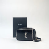 SAINT LAURENT MINI LOU CAMERA CROSSBODY IN BLK SMOOTH LEA & SHW