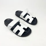HERMES CHYPRE SANDAL IN WHT LEA sz 38.5