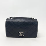 CHANEL QUILTED BLK CALFSKN LEA & RUTHENIUM HW MINI SEASONAL FLAP CROSSBODY