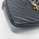 SAINT LAURENT LOU CAMERA CROSSBODY IN BLK CHEVRON LEA & GHW