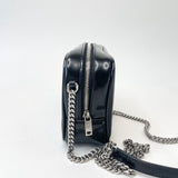 SAINT LAURENT MINI LOU CAMERA CROSSBODY IN BLK SMOOTH LEA & SHW