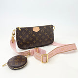 LOUIS VUITTON MONOGRAM MULTI POCHETTE ACCESSORIES W PINK STRAP