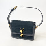 SAINT LAURENT SOLFERINO BAG IN BLK SUEDE LEA & GHW