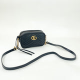 GUCCI MARMONT CAMERA BLK LEA MINI CROSSBODY