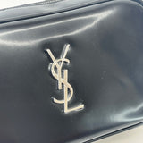 SAINT LAURENT MINI LOU CAMERA CROSSBODY IN BLK SMOOTH LEA & SHW