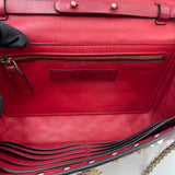 VALENTINO ROCKSTUD CROSSBODY/ CLUTCH  IN RED LMBSKN LEA & GHW