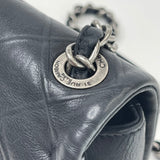 CHANEL QUILTED BLK CALFSKN LEA & RUTHENIUM HW MINI SEASONAL FLAP CROSSBODY