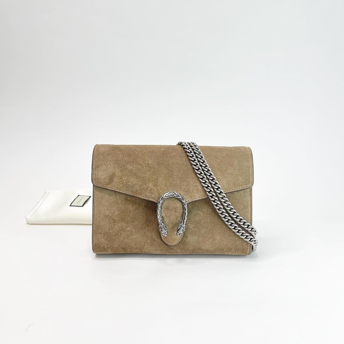 GUCCI DIONYSUS OLIVE GREEN SUEDE CHAIN WALLET CROSSBODY BLuxe Boutique