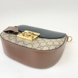 GUCCI GG SUPREME & BLK LEA PADLOCK CROSSBODY