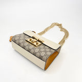 GUCCI SUPREME CANVAS  & WHT LEA PADLOCK BAG