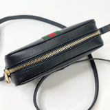 GUCCI BLK LEATHER MINI OPHIDIA CROSSBODY BAG