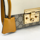 GUCCI SUPREME CANVAS  & WHT LEA PADLOCK BAG