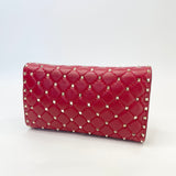 VALENTINO ROCKSTUD CROSSBODY/ CLUTCH  IN RED LMBSKN LEA & GHW
