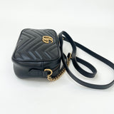 GUCCI MARMONT CAMERA BLK LEA MINI CROSSBODY