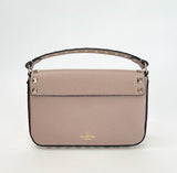 VALENTINO ROCKSTUD POUDRE PEBBLED LEATHER TOP HANDLE MINI CROSSBODY