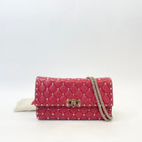 VALENTINO ROCKSTUD CROSSBODY/ CLUTCH  IN RED LMBSKN LEA & GHW