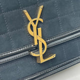 SAINT LAURENT SOLFERINO BAG IN BLK SUEDE LEA & GHW