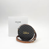 CELINE TRIOMPHE EMBROIDERED ROUND CROSSBODY BAG