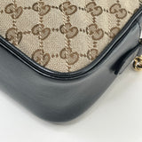 GUCCI MARMONT SUPREME CANVAS & BLK LEA CAMERA CROSSBODY