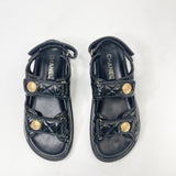 CHANEL SANDAL IN SHINY BLK LEA & GHW SZ 37