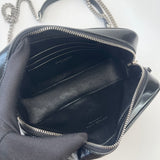 SAINT LAURENT MINI LOU CAMERA CROSSBODY IN BLK SMOOTH LEA & SHW