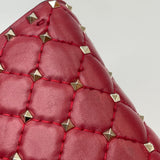 VALENTINO ROCKSTUD CROSSBODY/ CLUTCH  IN RED LMBSKN LEA & GHW