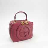 GUCCI RED LEA BLONDIE TOP HANDLE / CROSSBODY BAG