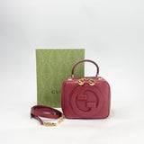 GUCCI RED LEA BLONDIE TOP HANDLE / CROSSBODY BAG
