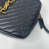 SAINT LAURENT LOU CAMERA CROSSBODY IN BLK CHEVRON LEA & GHW