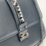 VALENTINO ROCKSTUD GLAM LOCK NOIR FLAP CHAIN CROSSBODY BAG