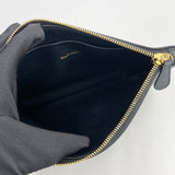 BALENCIAGA VILLE BLK LEA LOGO ZIP POUCH / CLUTCH