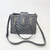 SAINT LAURENT LOULOU SHOPPER TWO WAY GREY LEA & SHW TOTE