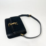 SAINT LAURENT SOLFERINO BAG IN BLK SUEDE LEA & GHW
