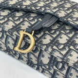 CHRISTIAN DIOR OBLIQUE CANVAS SADDLE POUCH ON CHAIN