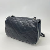 CHANEL QUILTED BLK CALFSKN LEA & RUTHENIUM HW MINI SEASONAL FLAP CROSSBODY