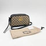 GUCCI MARMONT SUPREME CANVAS & BLK LEA CAMERA CROSSBODY