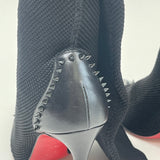 CHRISTIAN LOUBOUTIN SOURCIETTE OTK KNITTED BLK STUDDED BOOTS sz 36