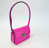 VALENTINO ROCKSTUD23 HOT PINK SMALL LEATHER CROSSBODY/ SHOULDER BAG