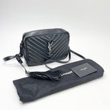 SAINT LAURENT LOU CAMERA IN BLK CHEVRON LEA & AGED SHW